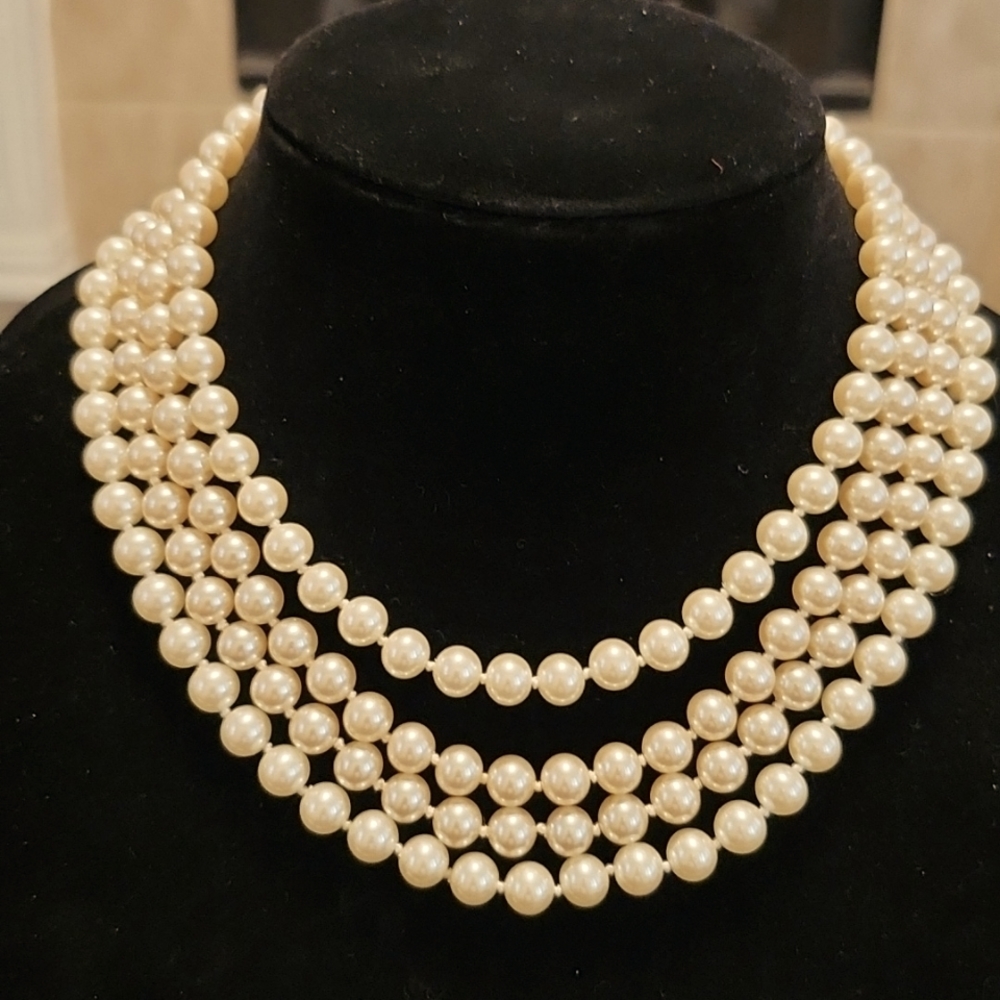 4 strand faux pearls 18"